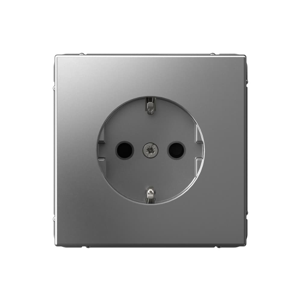 Systeme Electric ArtGallery Сталь Розетка с заземлением со шторками, 16А, механизм