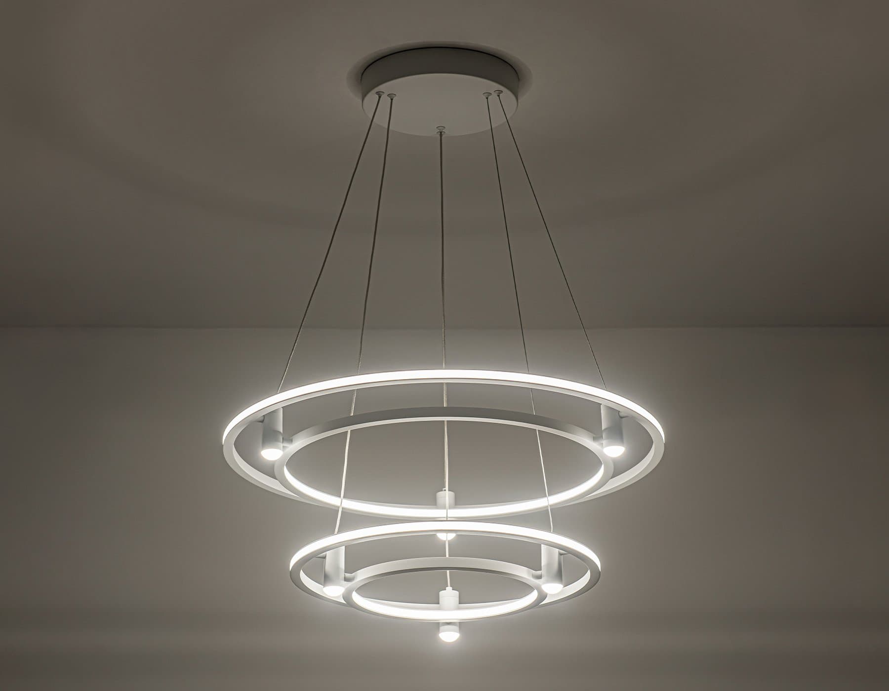 Ambrella Светильник подвесной светодиодный FL5542/2+6 WH белый 90W 3000K/4200K/6400K D600/400*1300 (без ПДУ) — миниатюра 3