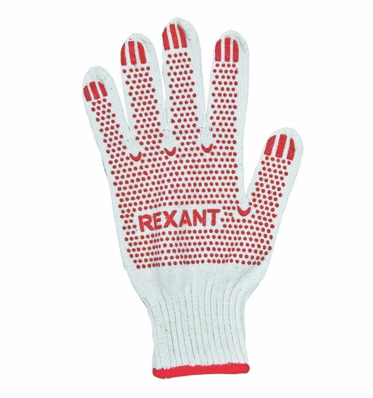 Перчатки Х/Б с покрытием ПВХ , 5 нитей, 48-50 гр. Rexant 09-0202-1