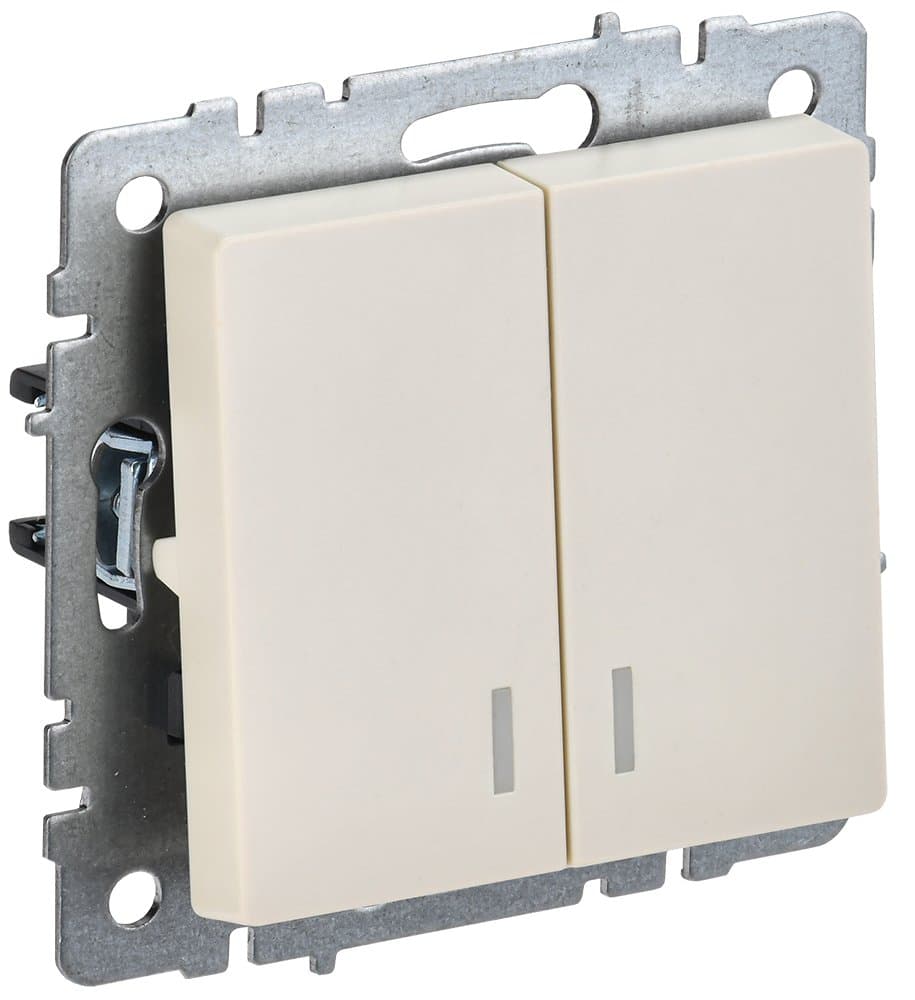 IEK BRITE BASE Бежевый Выкл. 2-к с инд 10А ВС10-2-1-БрКр