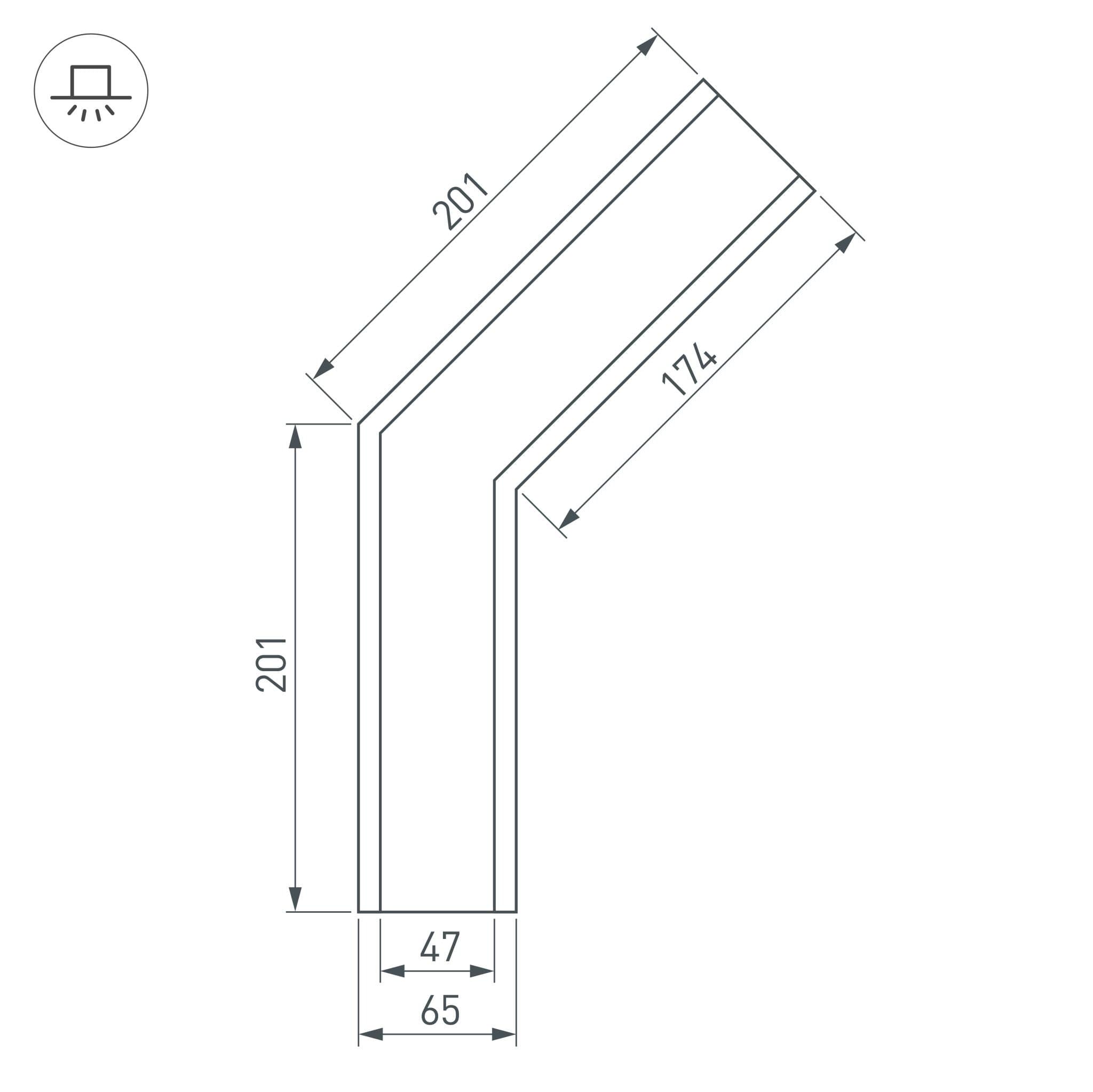 Arlight Угол SL-LINIA65-F-135 (Металл) 030123 — миниатюра 2