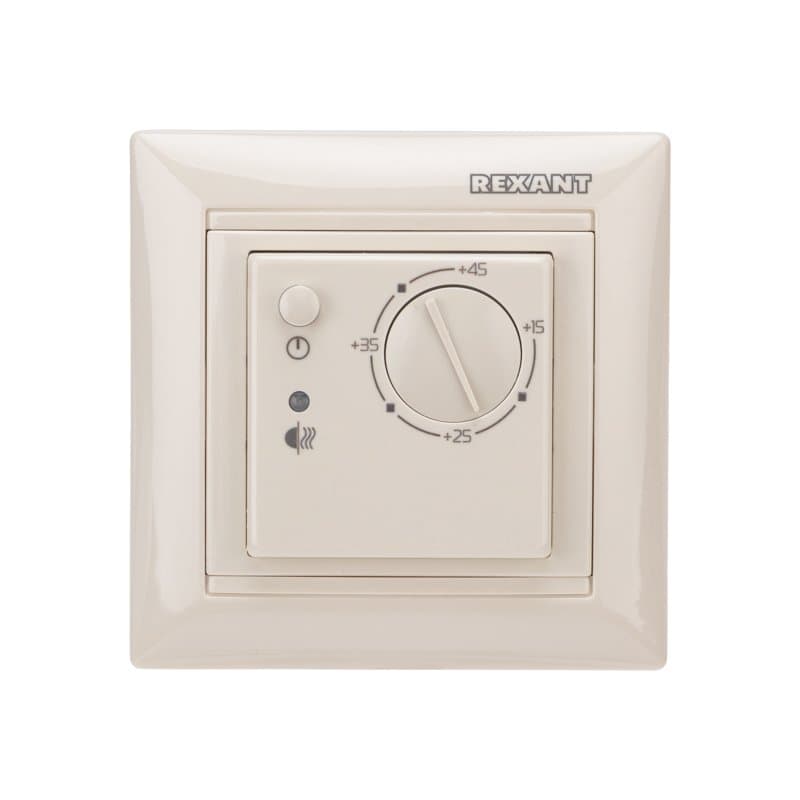 Терморегулятор механический RX-308B (бежевый) (совместим с Legrand серии Valena) Rexant 51-0563
