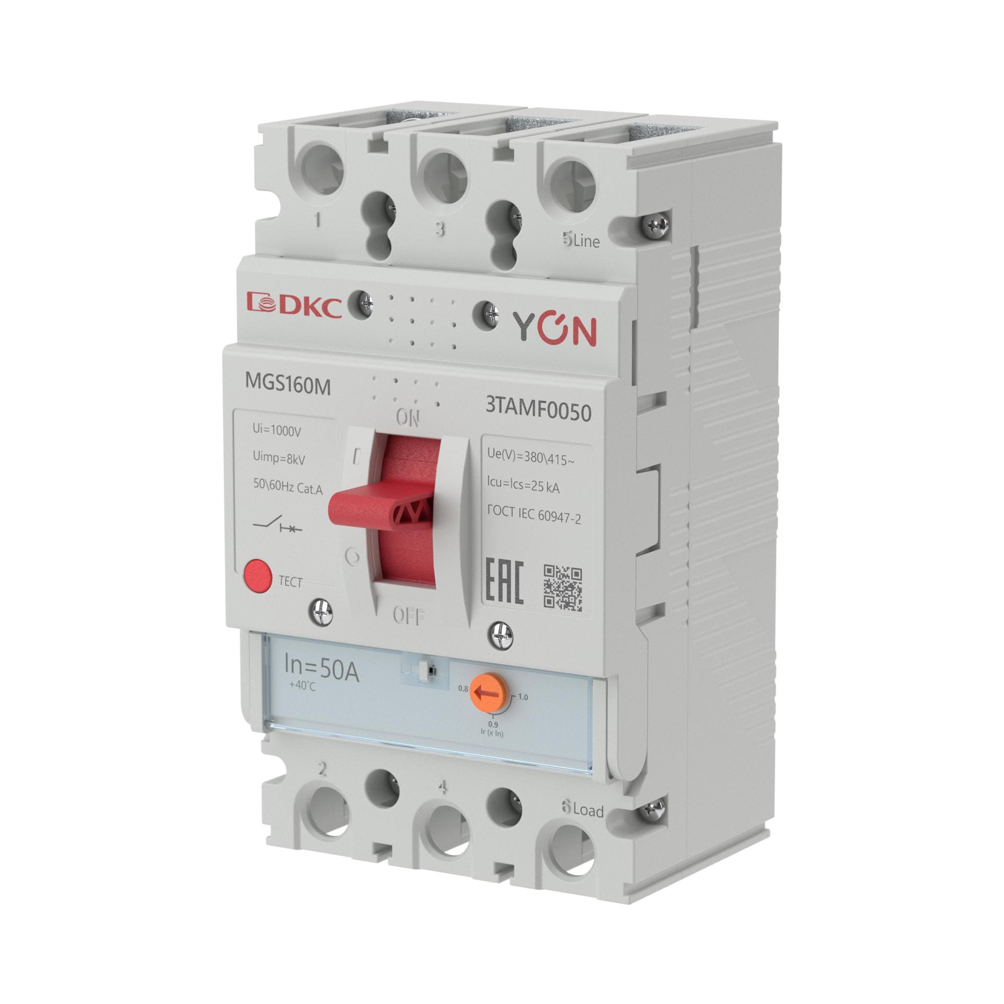 DKC Авт. выкл. YON MGS160 3P 40-50A 25kA — миниатюра 1
