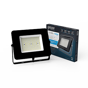 Gauss Прожектор Qplus 100W 12000lm 6500K 175-265V IP65 черный LED 613511100