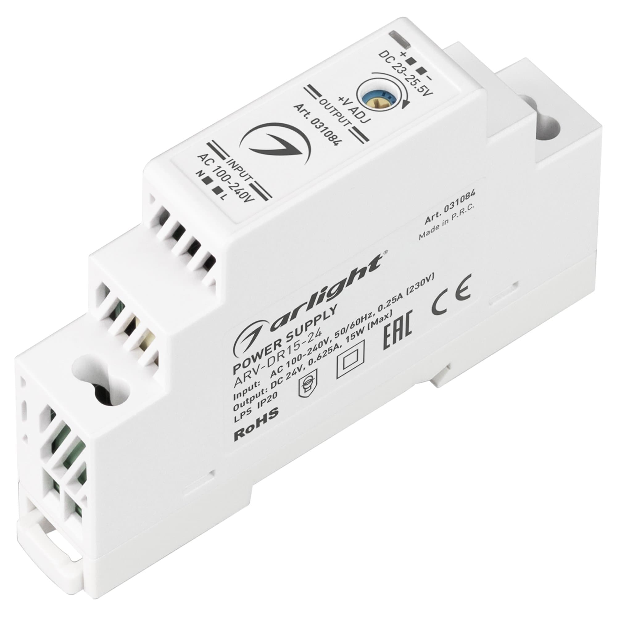 Arlight Блок питания ARV-DR15-24 (24V, 0.63A, 15W) (IP20 DIN-рейка) 031084