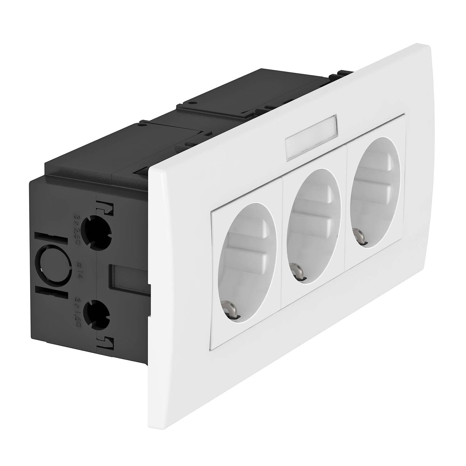 OBO Bettermann Блок розеточный укомплектованный AR45 (3 розетки Schuko, с маркировкой, 84x185x59 мм) белый 6119433