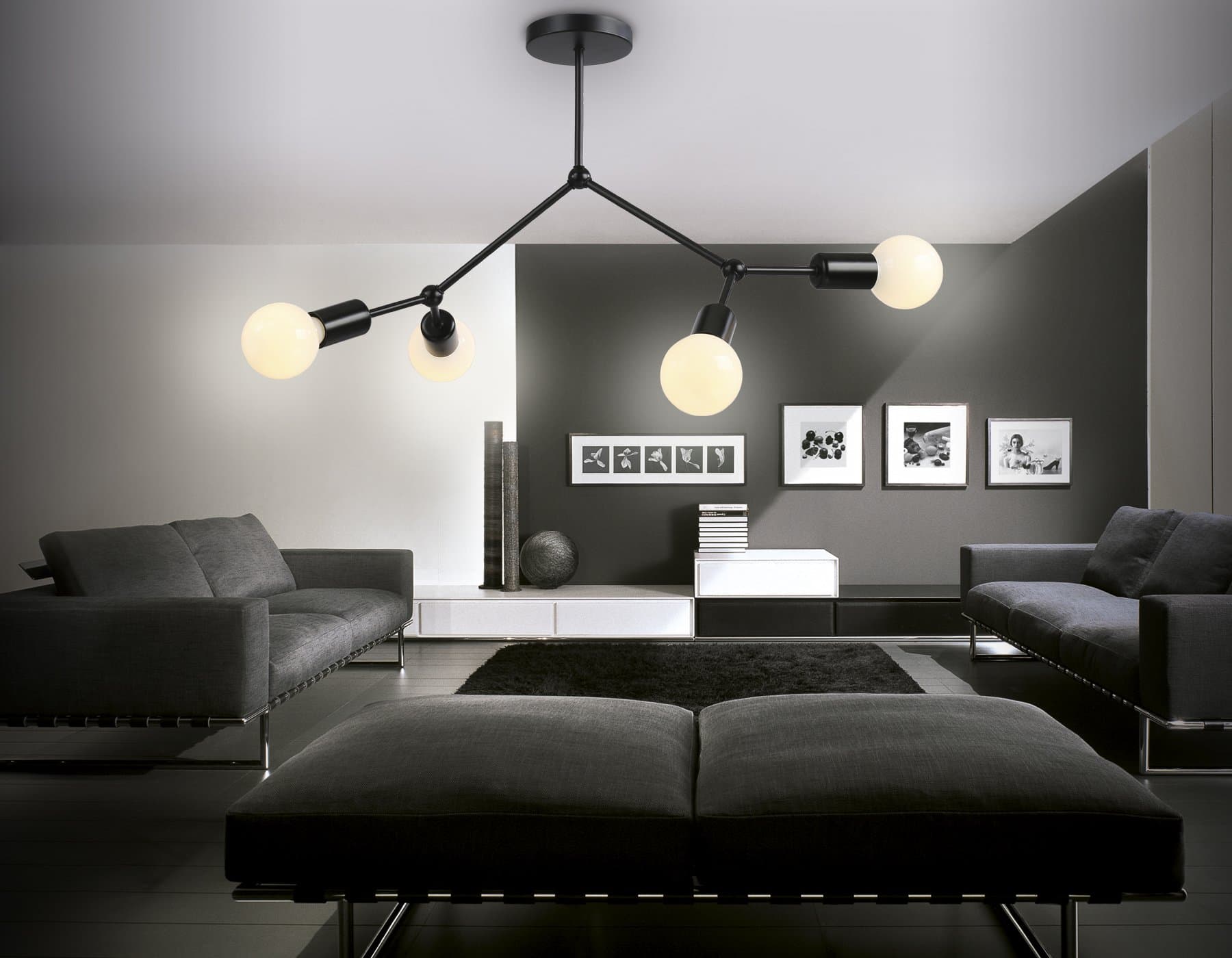 Ambrella Потолочный светильник в стиле лофт TR8033/4 BK черный E27*4 max 40W D670*440 — миниатюра 2