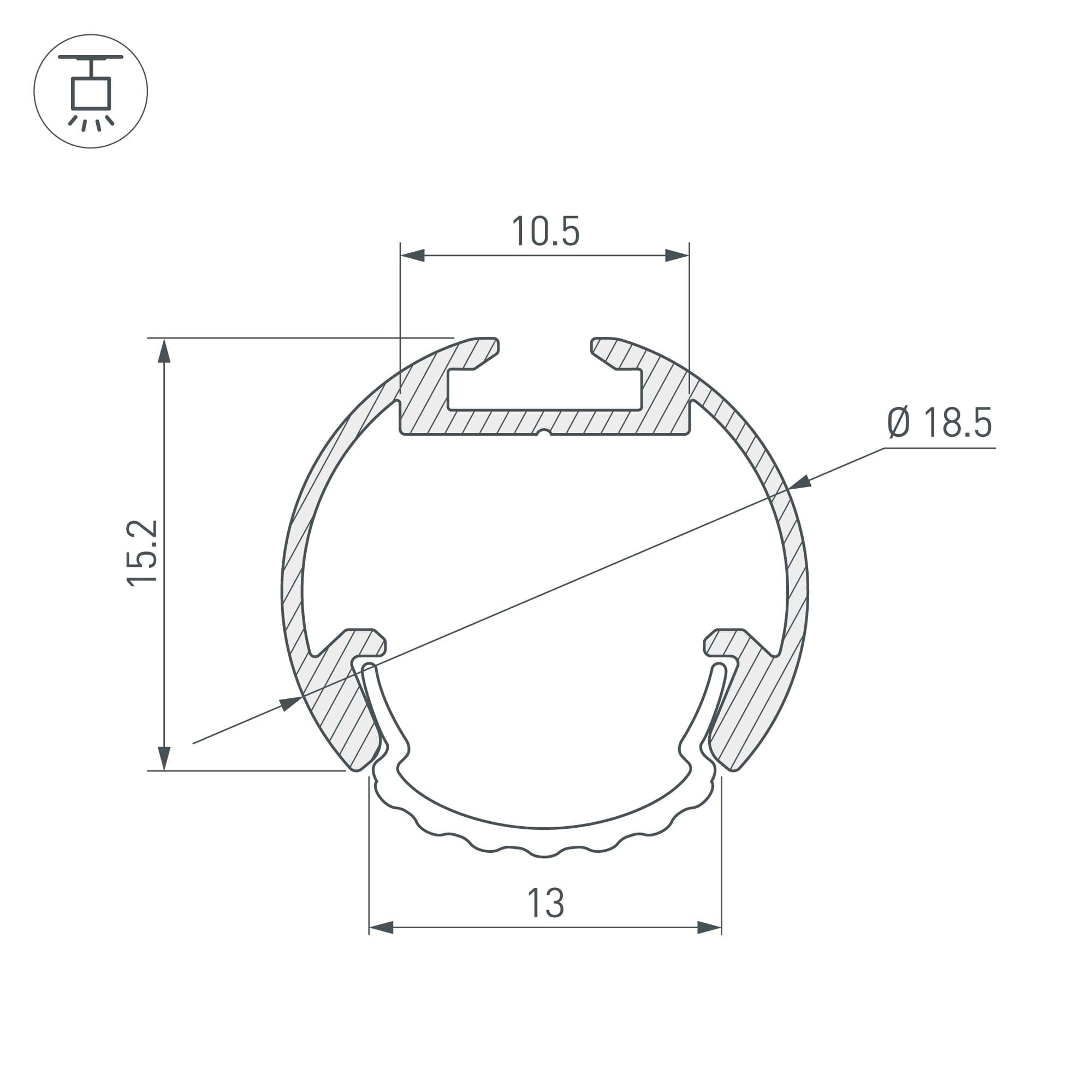 Arlight Профиль ROUND-D18-2000 ANOD (Алюминий) 025482 — миниатюра 2