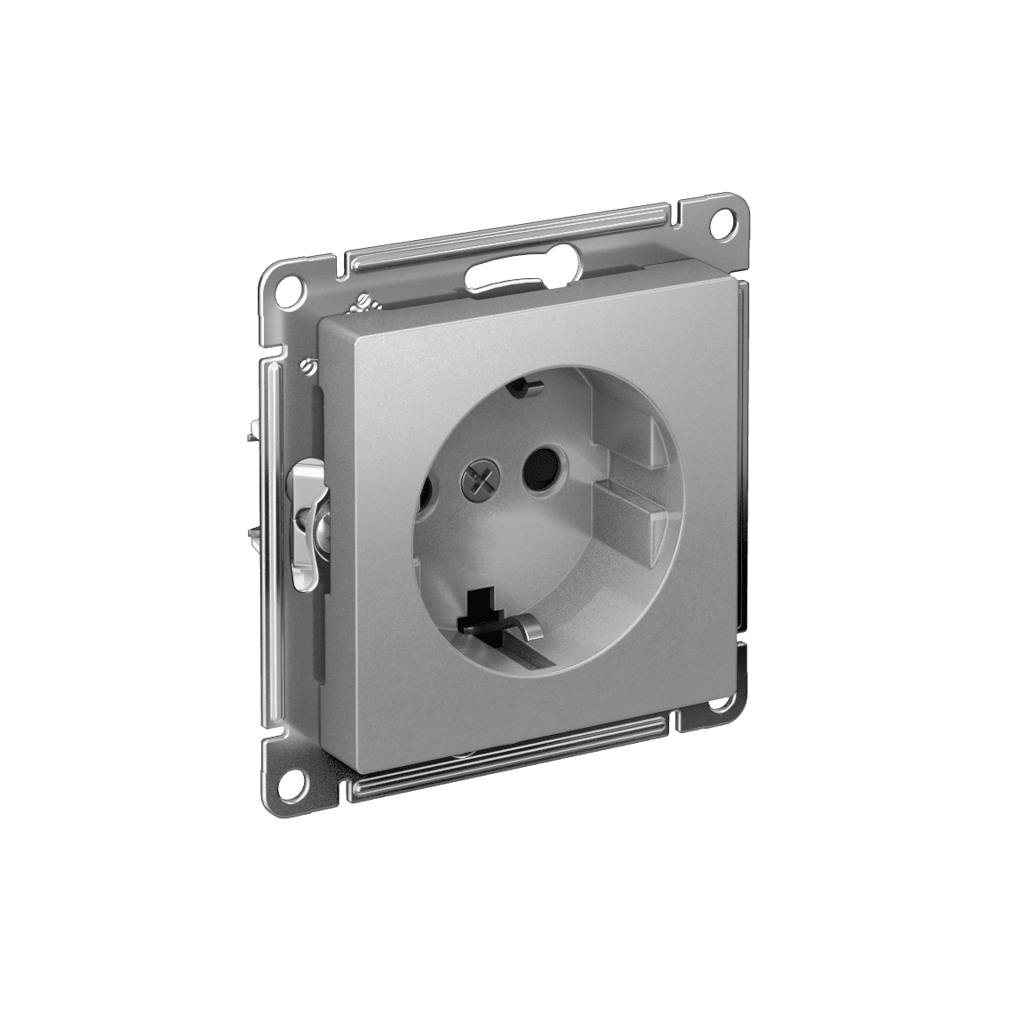 Systeme Electric AtlasDesign Алюминий Розетка с заземлением со шторками, 16А, мех., быстрозажим. клем.