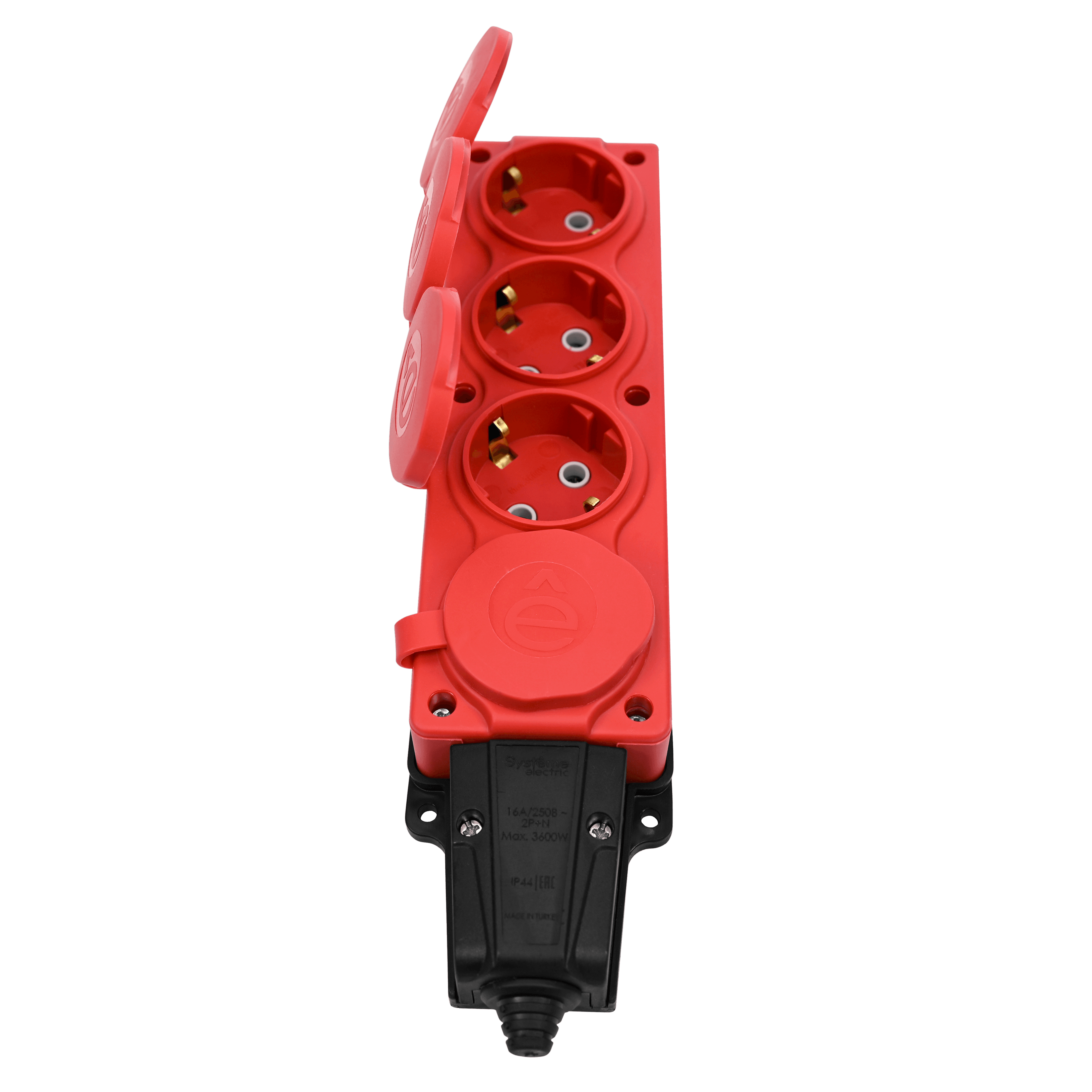 Systeme Electric MultiSet Красная Колодка 4х розетка 2К+З каучуковая 16А/250В IP44 — миниатюра 5