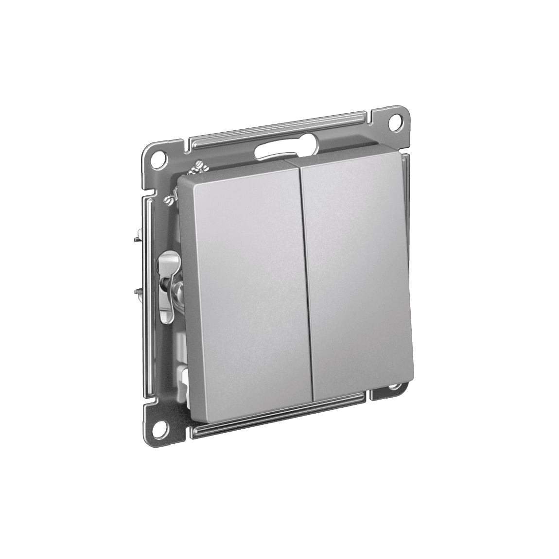 Systeme Electric AtlasDesign Алюминий Выключатель 2-клавишный, сх.5, 10АХ, мех., быстрозажим. клем.