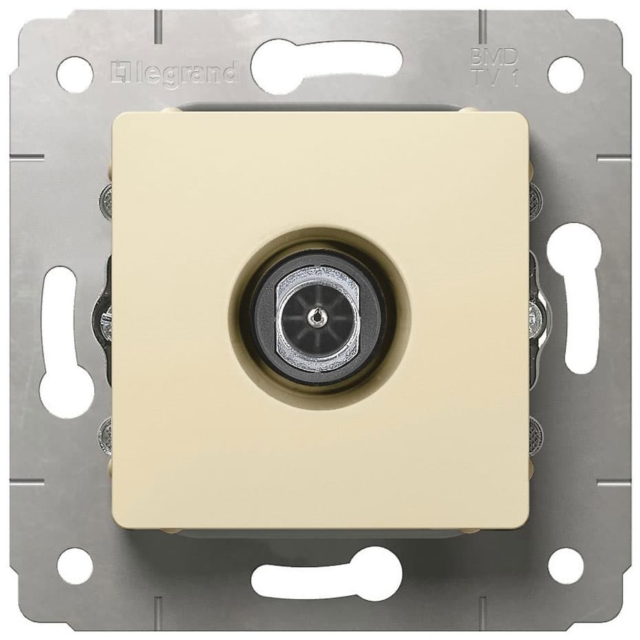 Legrand Cariva Крем Розетка TV проходная 14 дБ, 4-2150 МГц 773780 — миниатюра 2