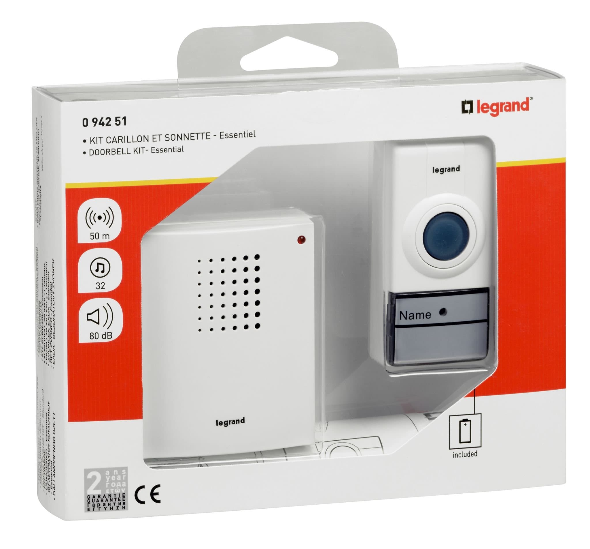 Legrand Звонок беспроводной - комплект "Стандарт" - 32 рингтона - дальность 50 м - цвет белый 094251 — миниатюра 5