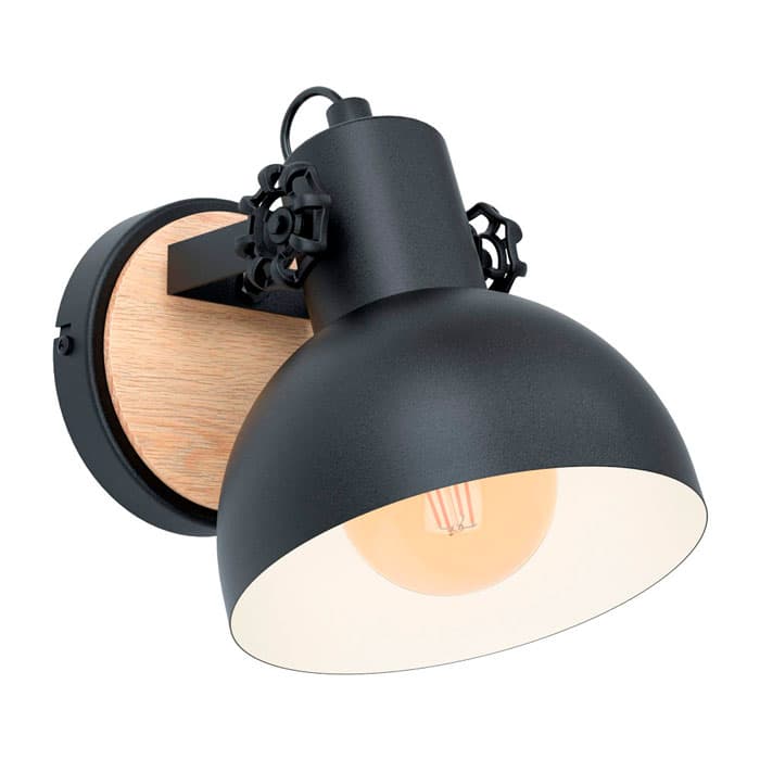 Eglo Бра LUBENHAM 1, 1х28W (E27), L175, H205, А210, сталь, дерево, черный, коричневый 43164