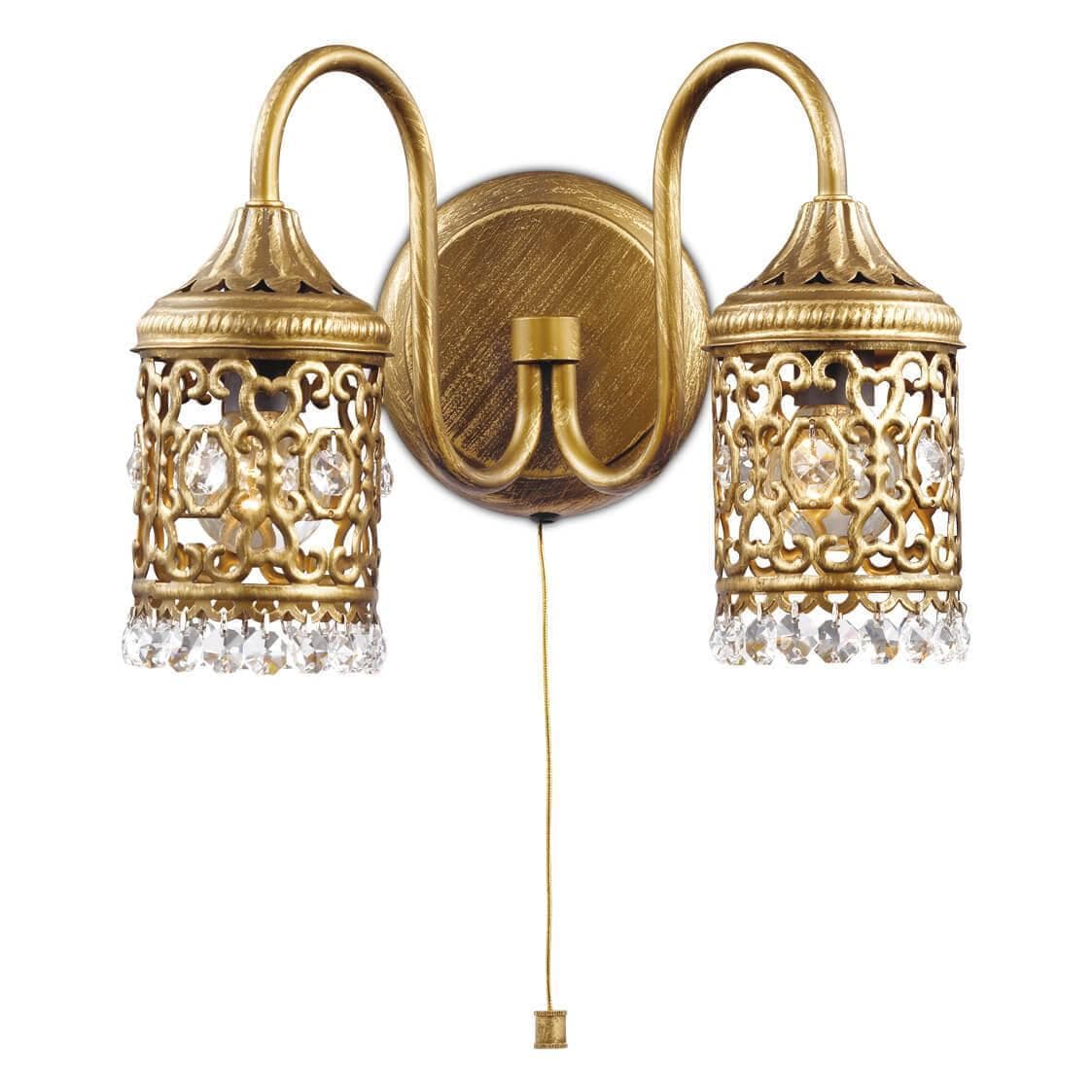 Odeon Light 2641/2W ODL14 241 "под бронзу"/хрусталь Бра с выкл  E14 2*40W 220V Salona — миниатюра 1