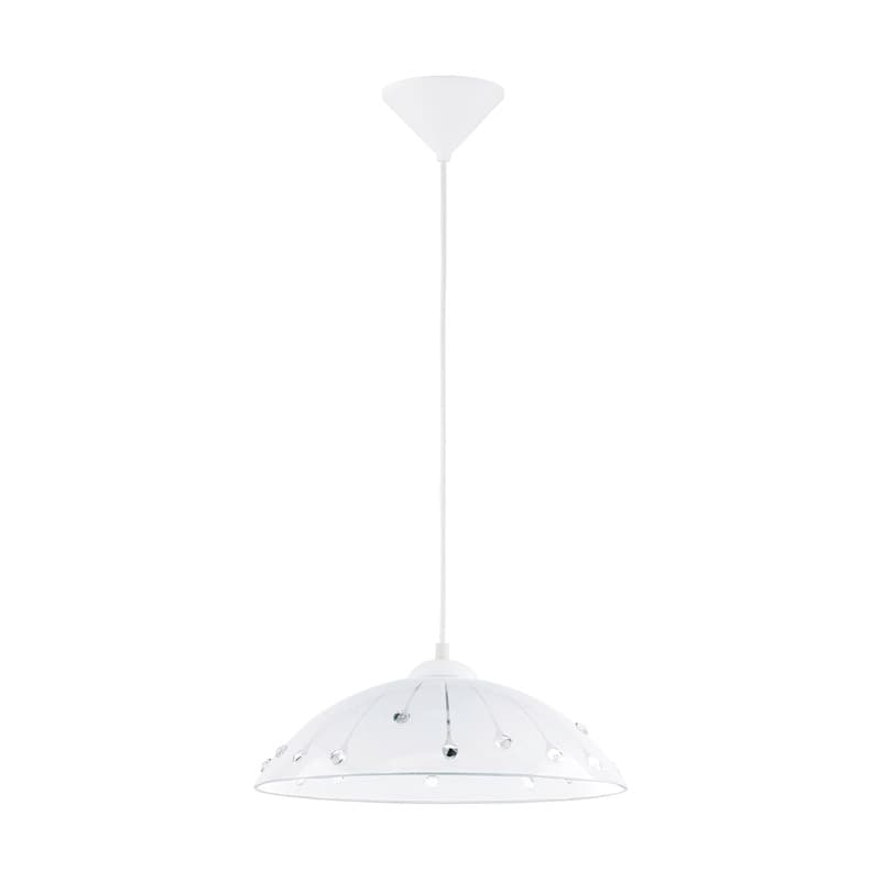 Eglo Подвес VETRO, 1х60W(E27), Ø350, пластик, белый/сатин. стекло, хруст, белый, прозрач. 96073