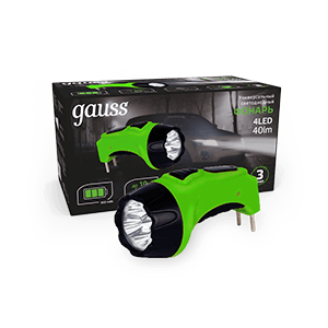Gauss Фонарь ручной модель GFL104 4LED 40lm lead acid 350mAh LED 1/12/72 GF104