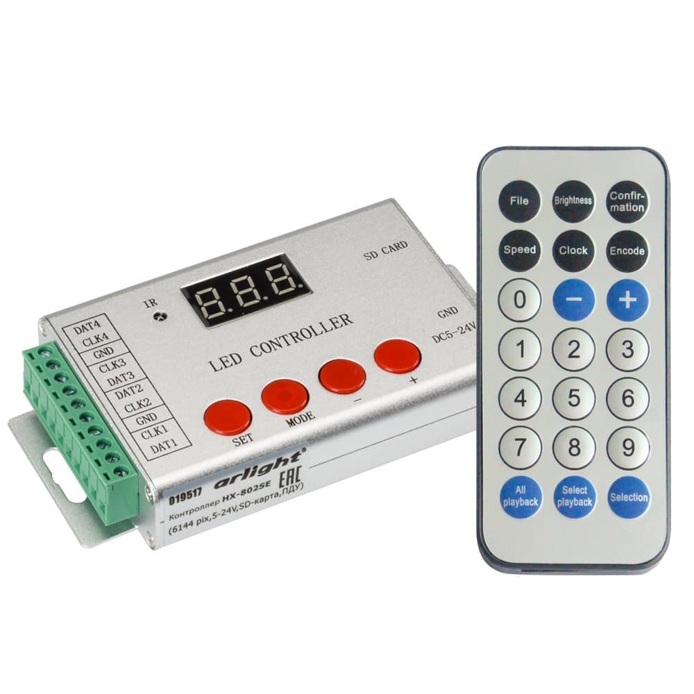Arlight Контроллер HX-802SE-2 (6144 pix, 5-24V, SD-карта, ПДУ) (-) 022992 — миниатюра 1