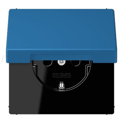 JUNG LS 990 Bleu ceruleen 31(32030) Розетка с/з с защитными шторками с крышкой безвинт. зажим LC1520KIKL32030