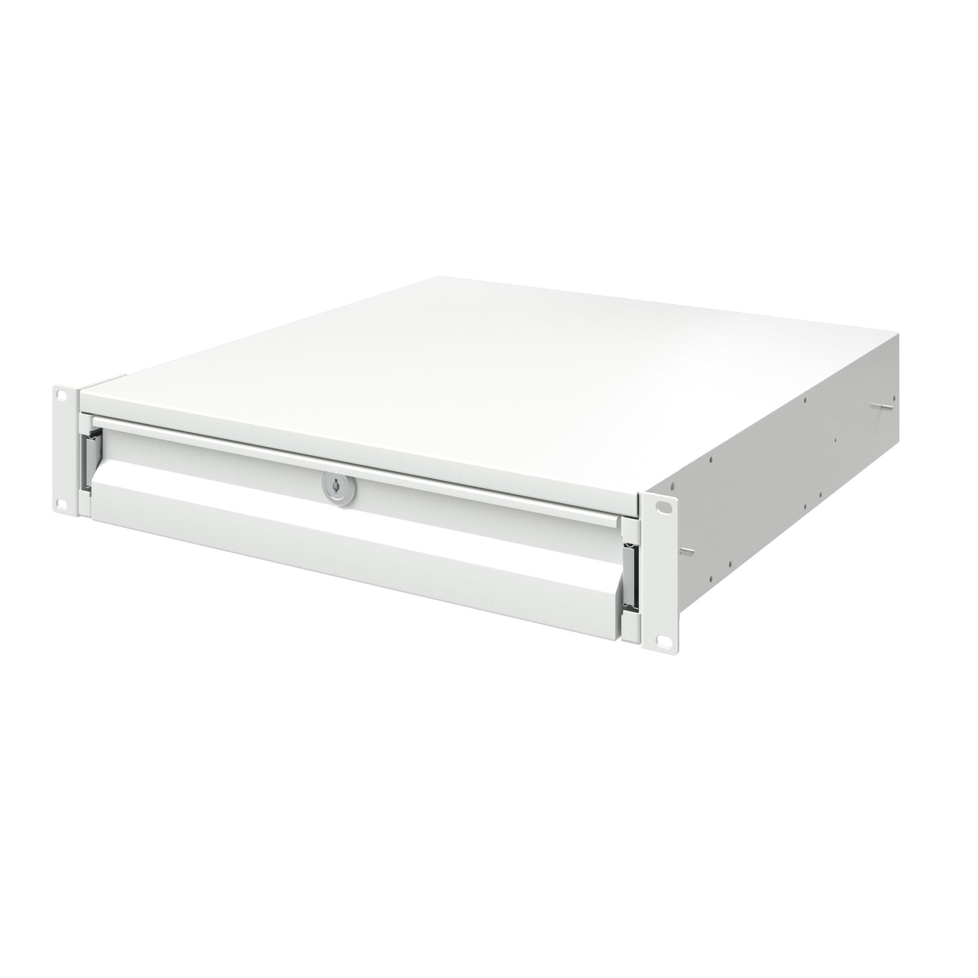 DKC Ящик 2U выдвижной с ключом, глубина 300мм, для 19" IT-корпусов, RAL7035 — миниатюра 1