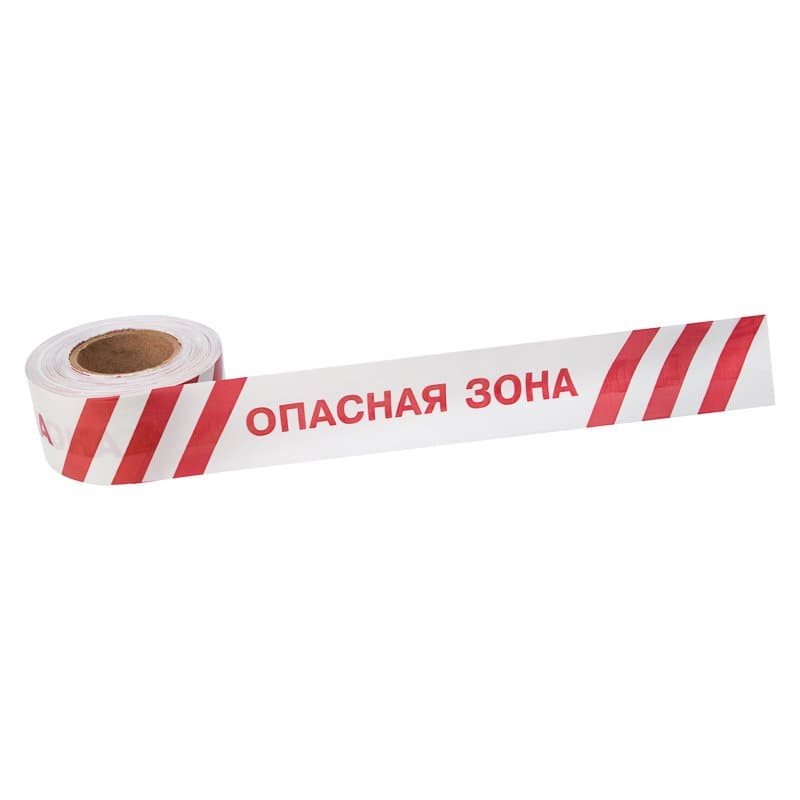 Лента оградительная «Опасная зона» 75 мм х 250 м , цвет белый/красный Rexant 19-3027