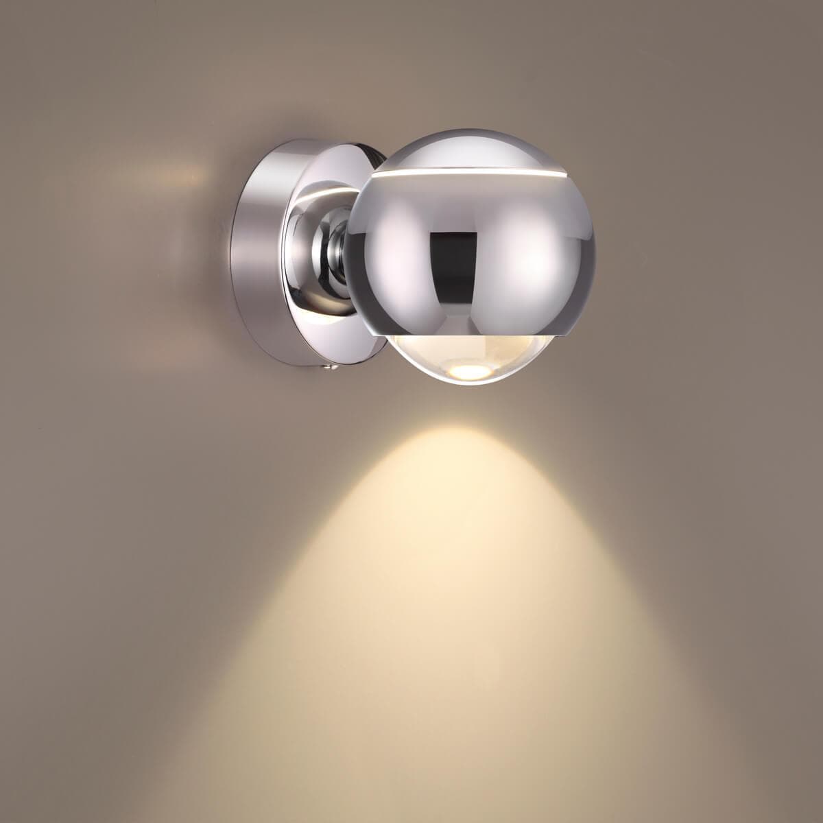 Odeon Light 3914/9WL ODL20 45 хром/металл Настенный светильник LED 4000K 5W+3.5W 220V с сенс. управл-м ELON — миниатюра 2