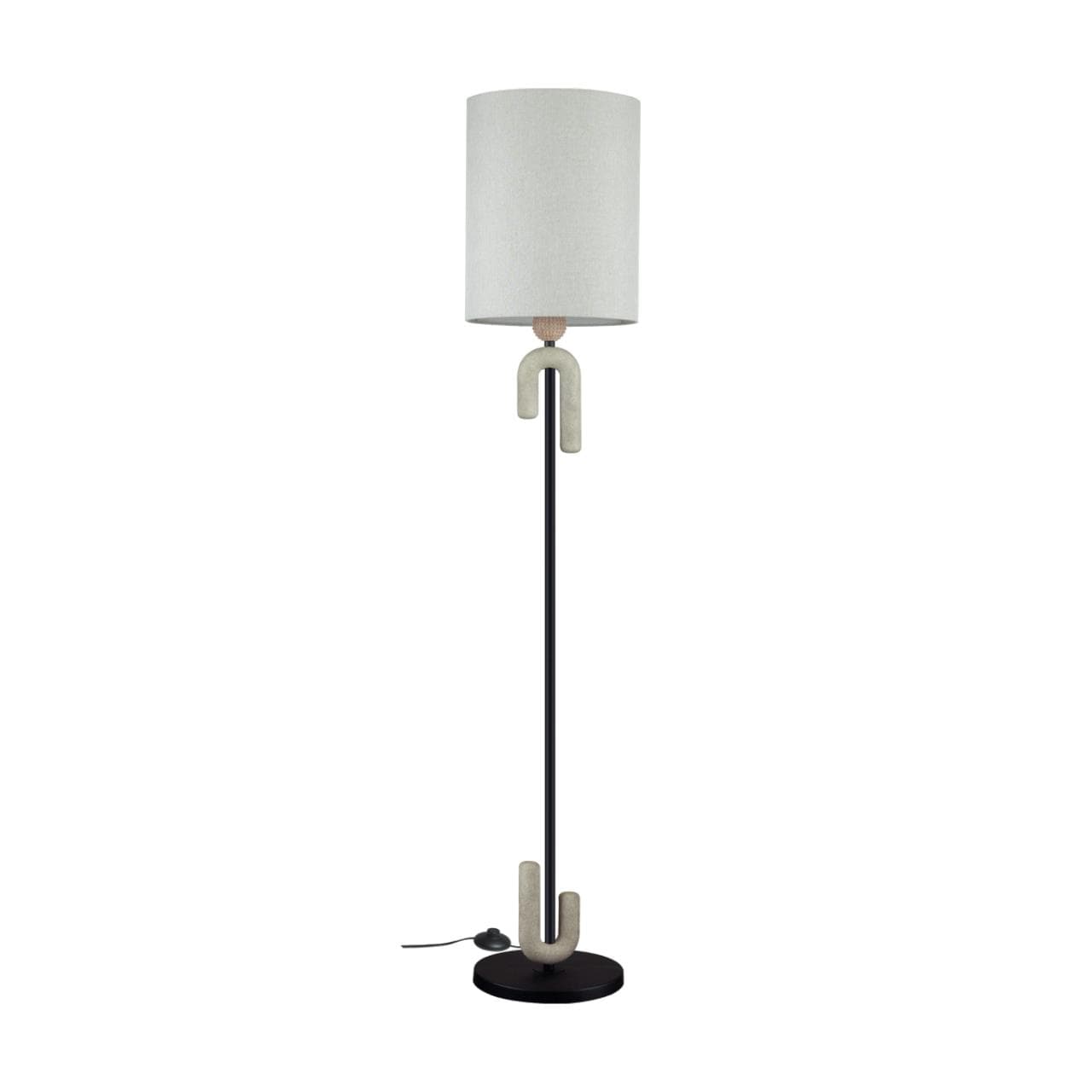 Odeon Light 5410/1F MODERN ODL_EX23 31 черный матов./бежевый/серый металл/полирезин/ткань Торшер E27 1*60W BAGEL — миниатюра 1