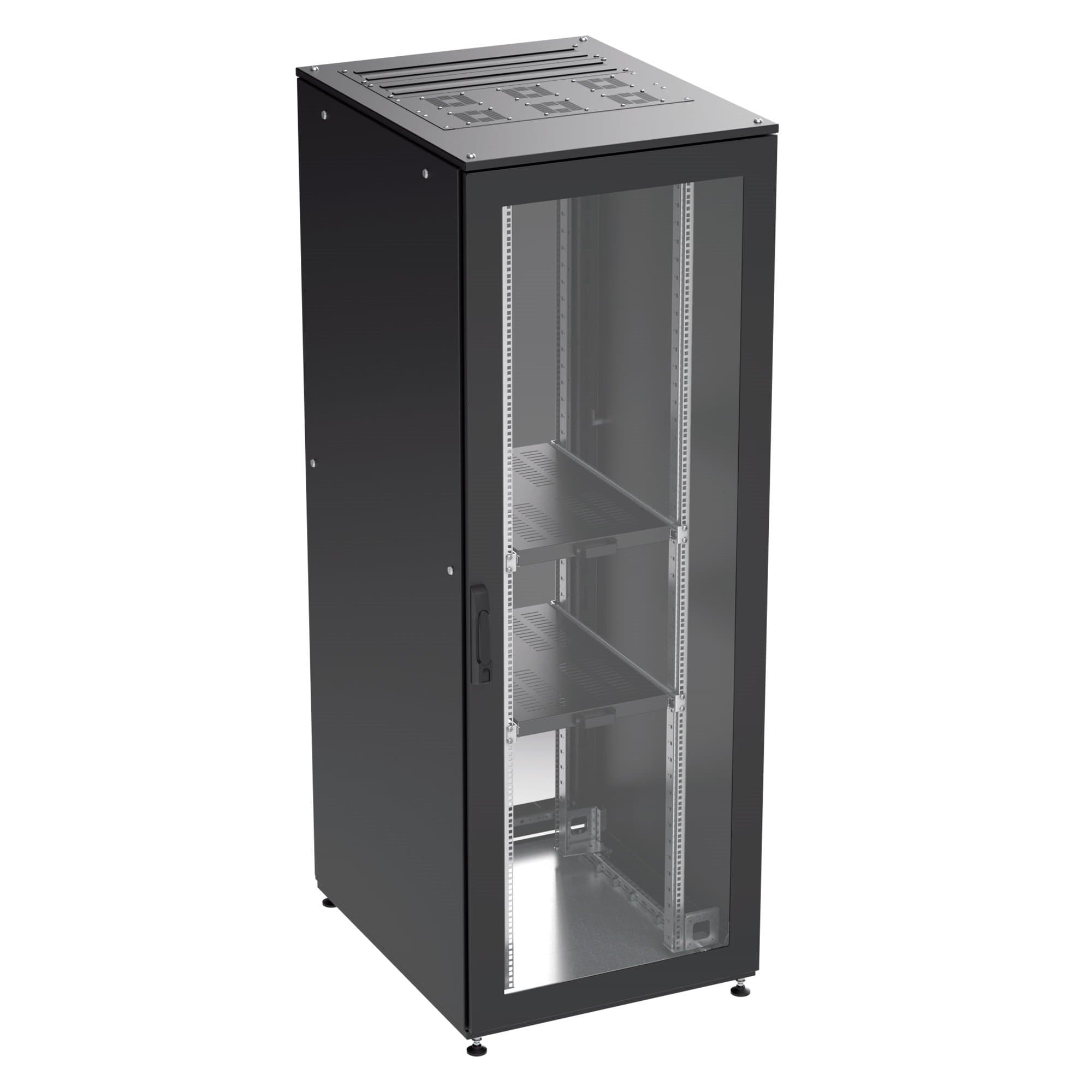 DKC Собранный напольный 19" IT-CQE, 47U 800х1200 двери перф/перф, RAL 9005