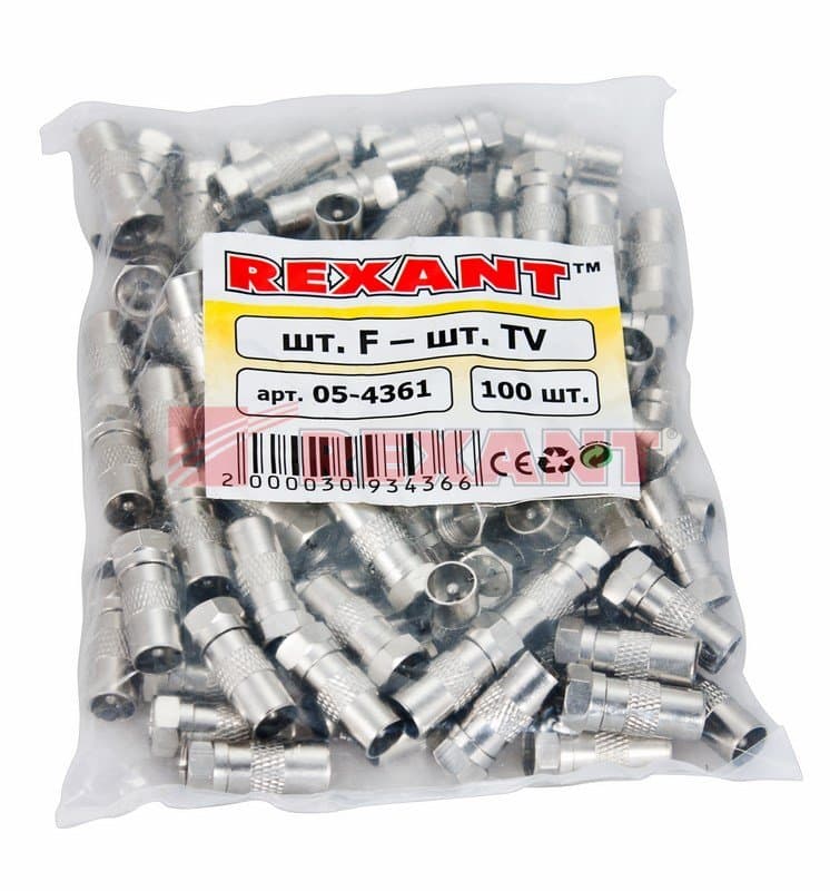 Переход штекер F - штекер TV Rexant 05-4361