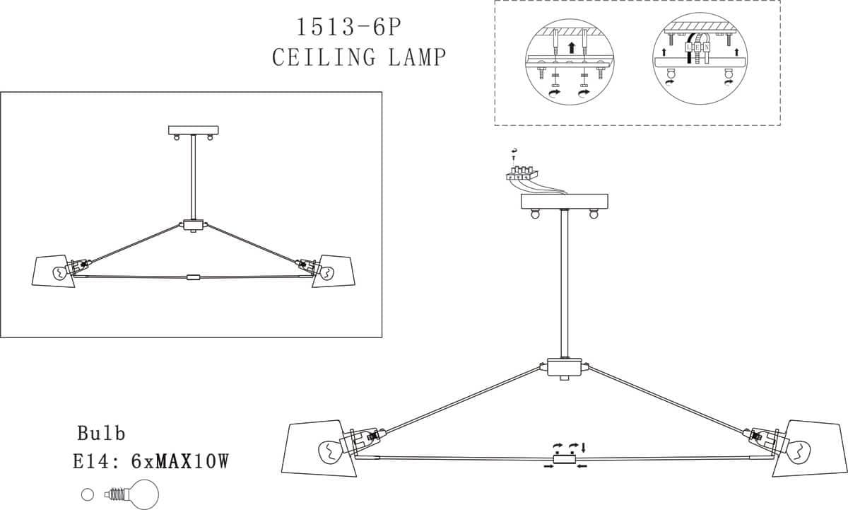 Favourite Eimer Белая Люстра 6*E14*40W 1513-6P — миниатюра 2
