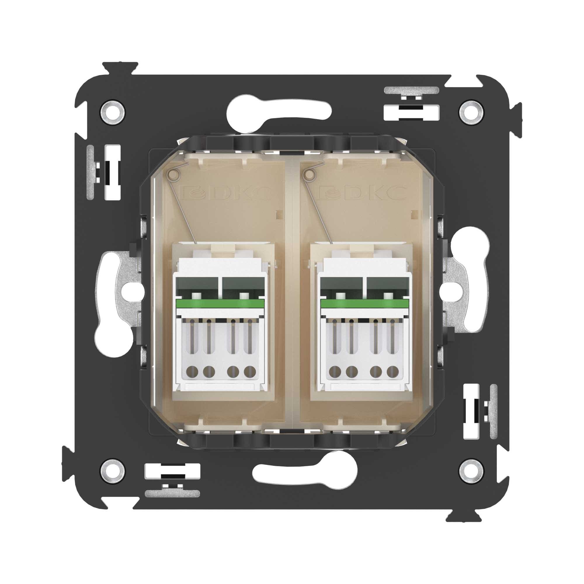 DKC Компьютерная розетка RJ-45 в стену, кат.6А двойная, "Avanti", "Ванильная дымка" — миниатюра 3
