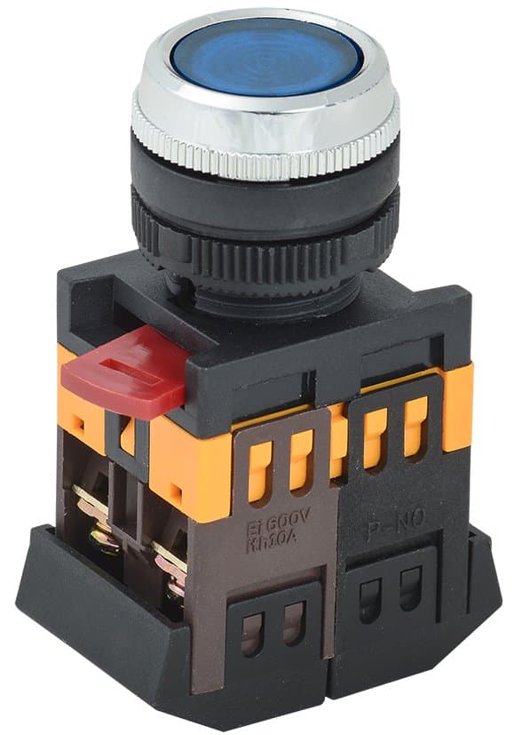 IEK Кнопка ABLFS-22 синий d22мм неон/240В 1з+1р