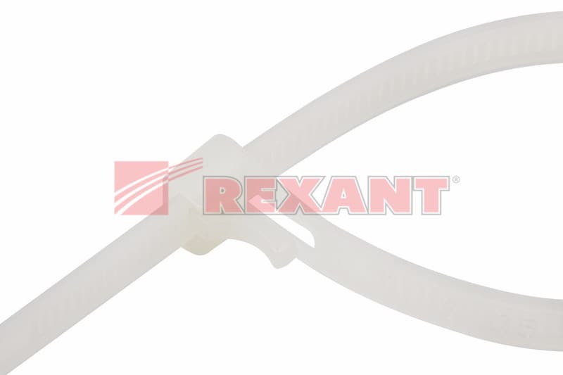 Хомут многоразовый 200 x 7,5 мм 100 шт белый СКМ-200 Rexant 07-0209 — миниатюра 1