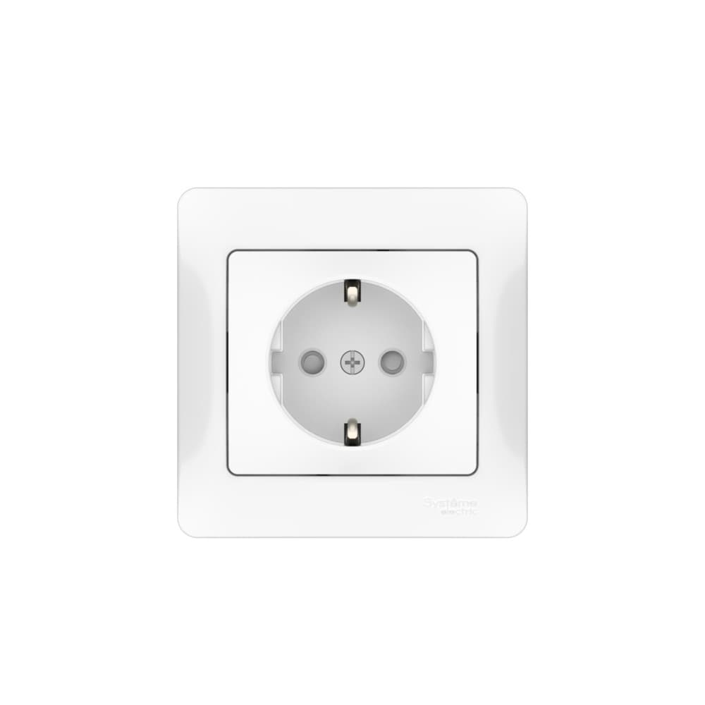 Systeme Electric Glossa Белый Розетка с заземлением со шторками, 16А, в сборе, быстрозажим. клем. — миниатюра 4