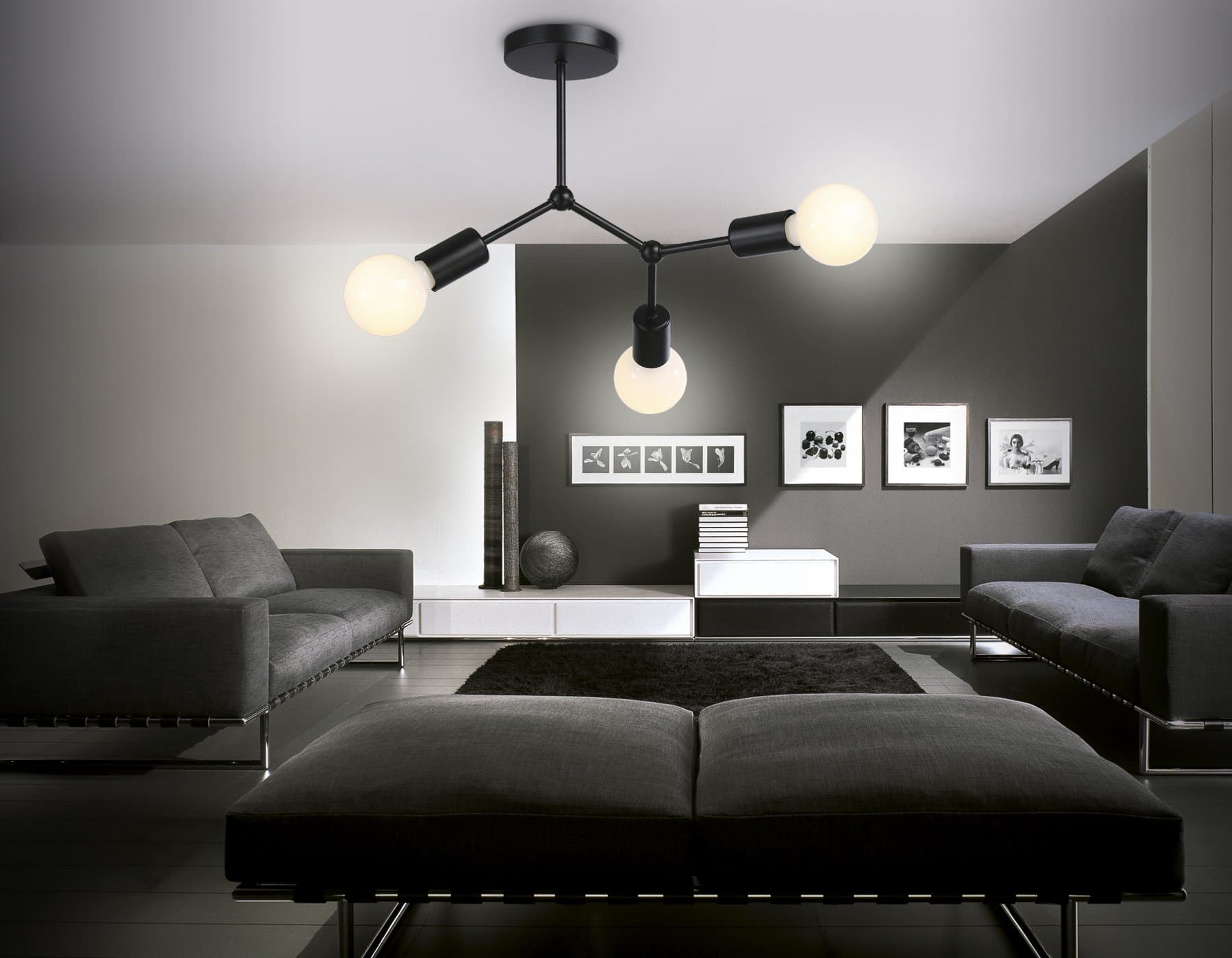 Ambrella Потолочный светильник в стиле лофт TR8027/3 BK черный E27*3 max 40W D400*390 — миниатюра 2