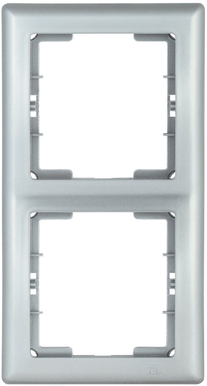 IEK РB-2-БС Рамка 2 мест. верт. BOLERO серебряный EMB21-K23