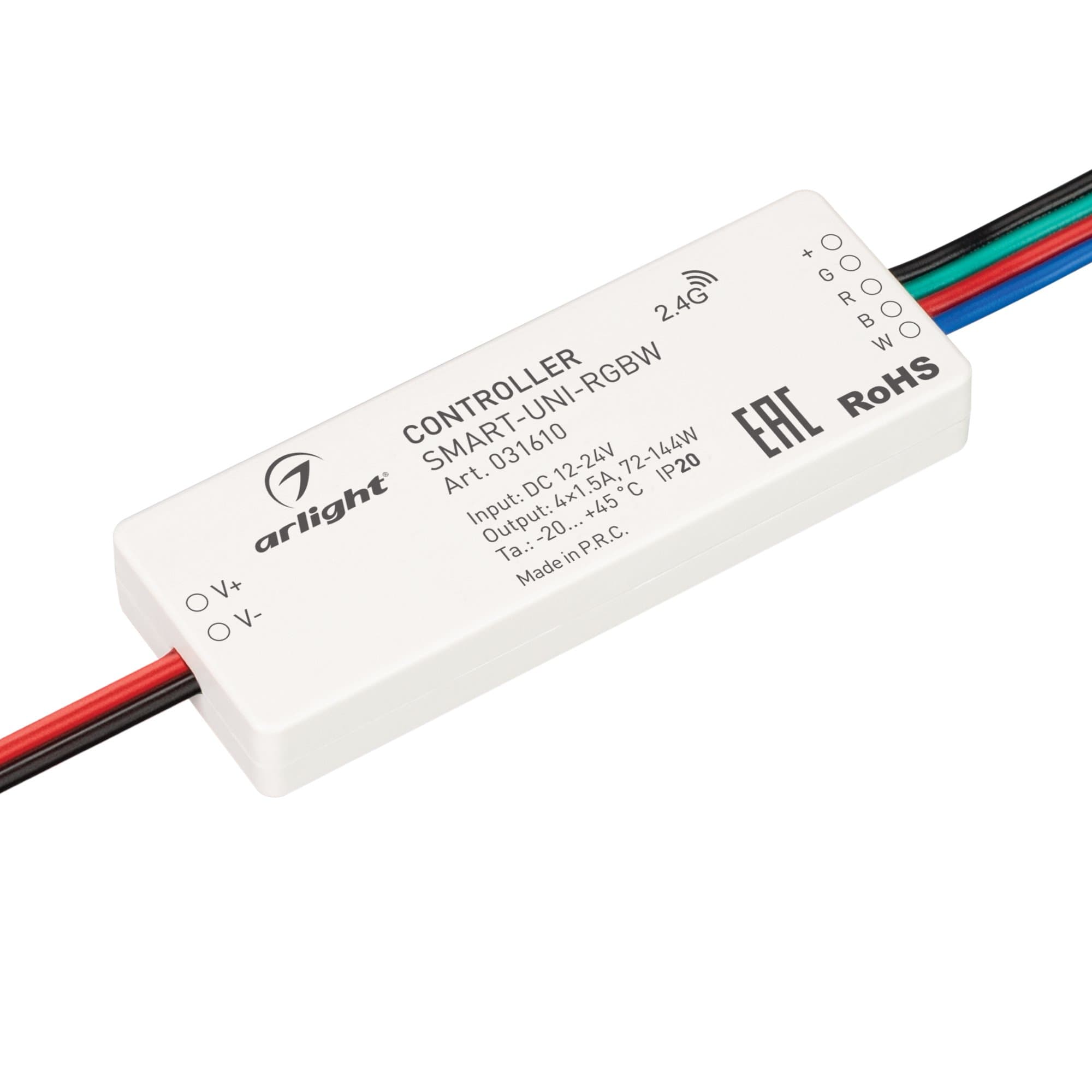 Arlight Контроллер SMART-UNI-RGBW (12-24V, 4x1.5A, 2.4G) (IP20 Пластик, 5 лет) 031610