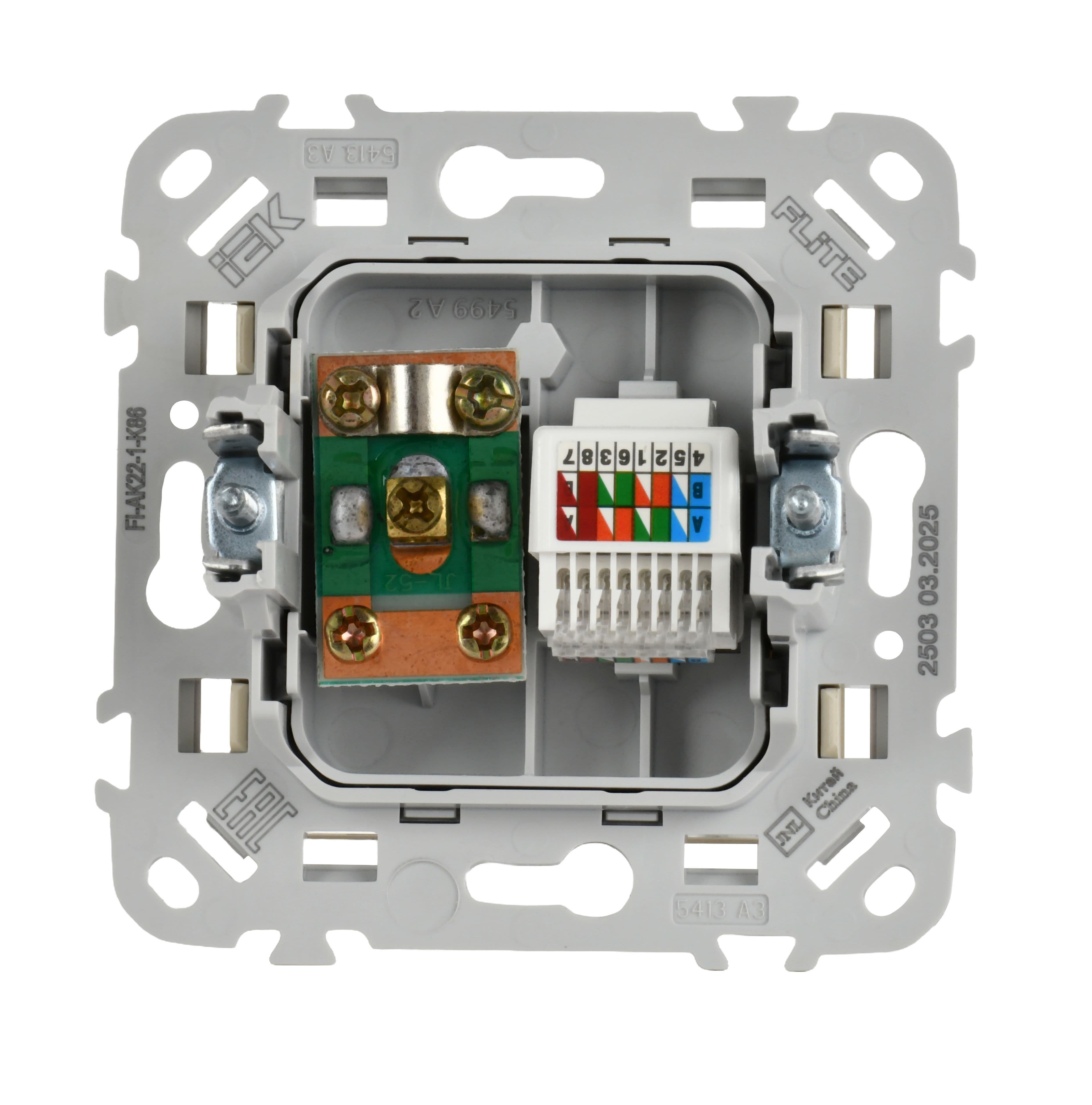 IEK FLITE Сливочный Розетка 2-местная RJ45/TV категория 5Е UTP — миниатюра 3