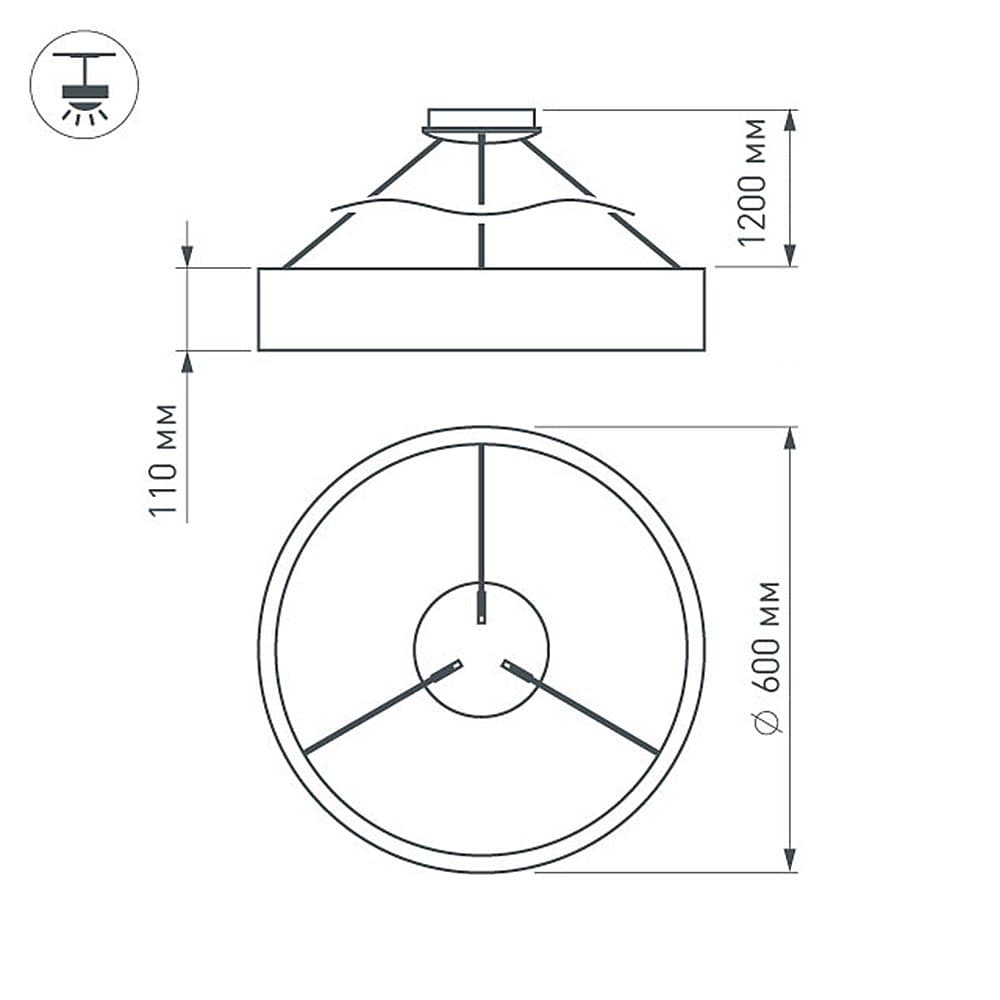 Arlight Светильник SP-TOR-RING-HANG-R600-42W Warm3000 (WH, 120 deg) (IP20 Металл, 3 года) 022149(1) — миниатюра 2