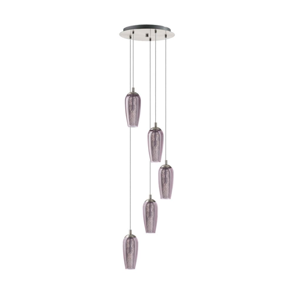 Eglo 96345 Светодиодный подвес FARSALA, 5х2,5W(G9), 350, H1500, сталь, никель матовое/дымчатое стекло, гранилли