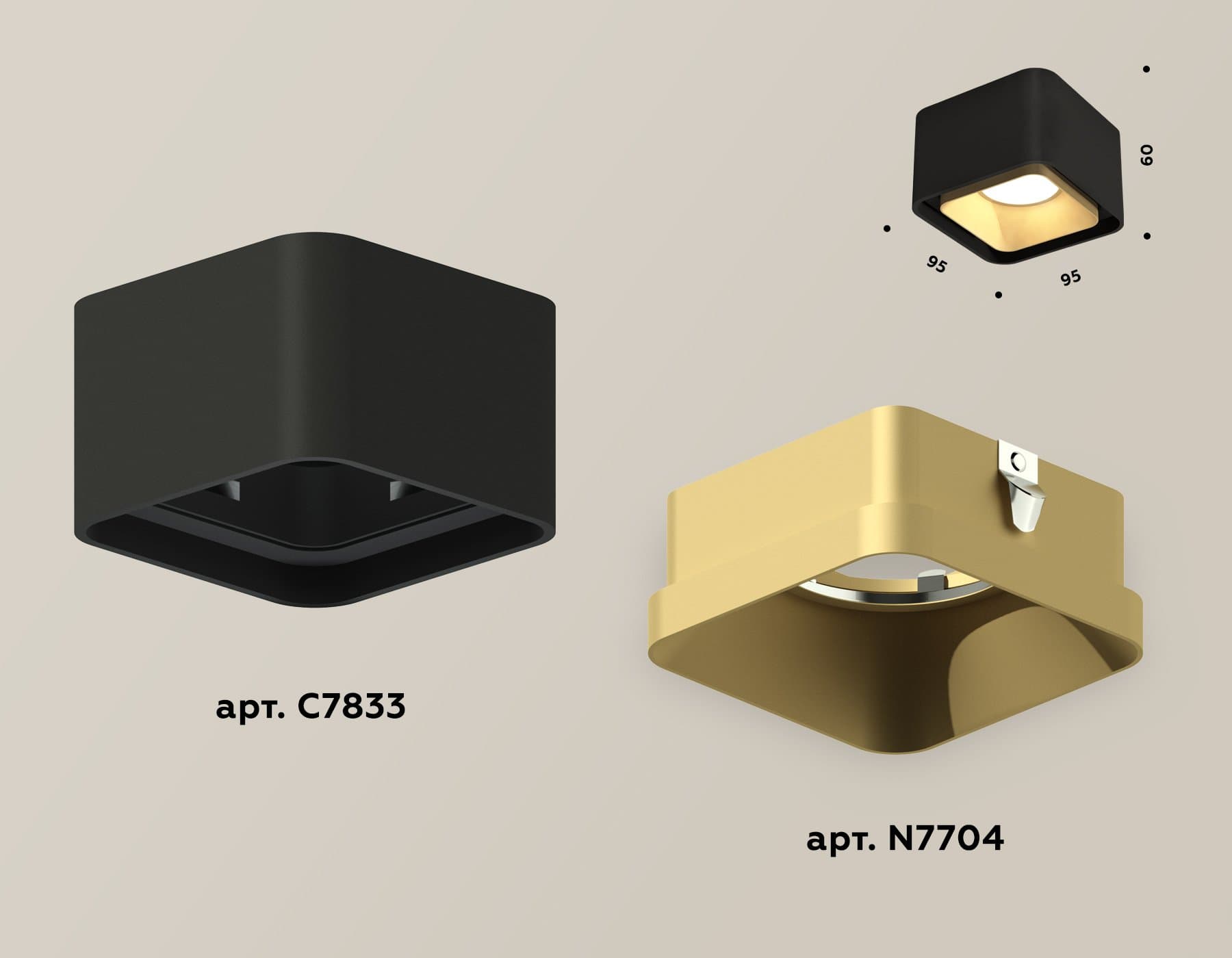 Ambrella Комплект накладного светильника XS7833004 SBK/SGD черный песок/золото песок MR16 GU5.3 (C7833, N7704) — миниатюра 3