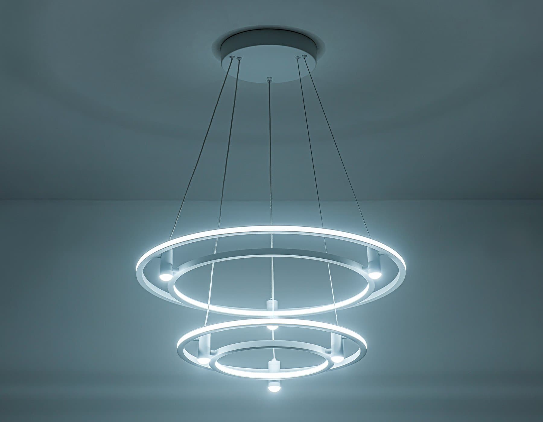Ambrella Светильник подвесной светодиодный FL5542/2+6 WH белый 90W 3000K/4200K/6400K D600/400*1300 (без ПДУ) — миниатюра 5