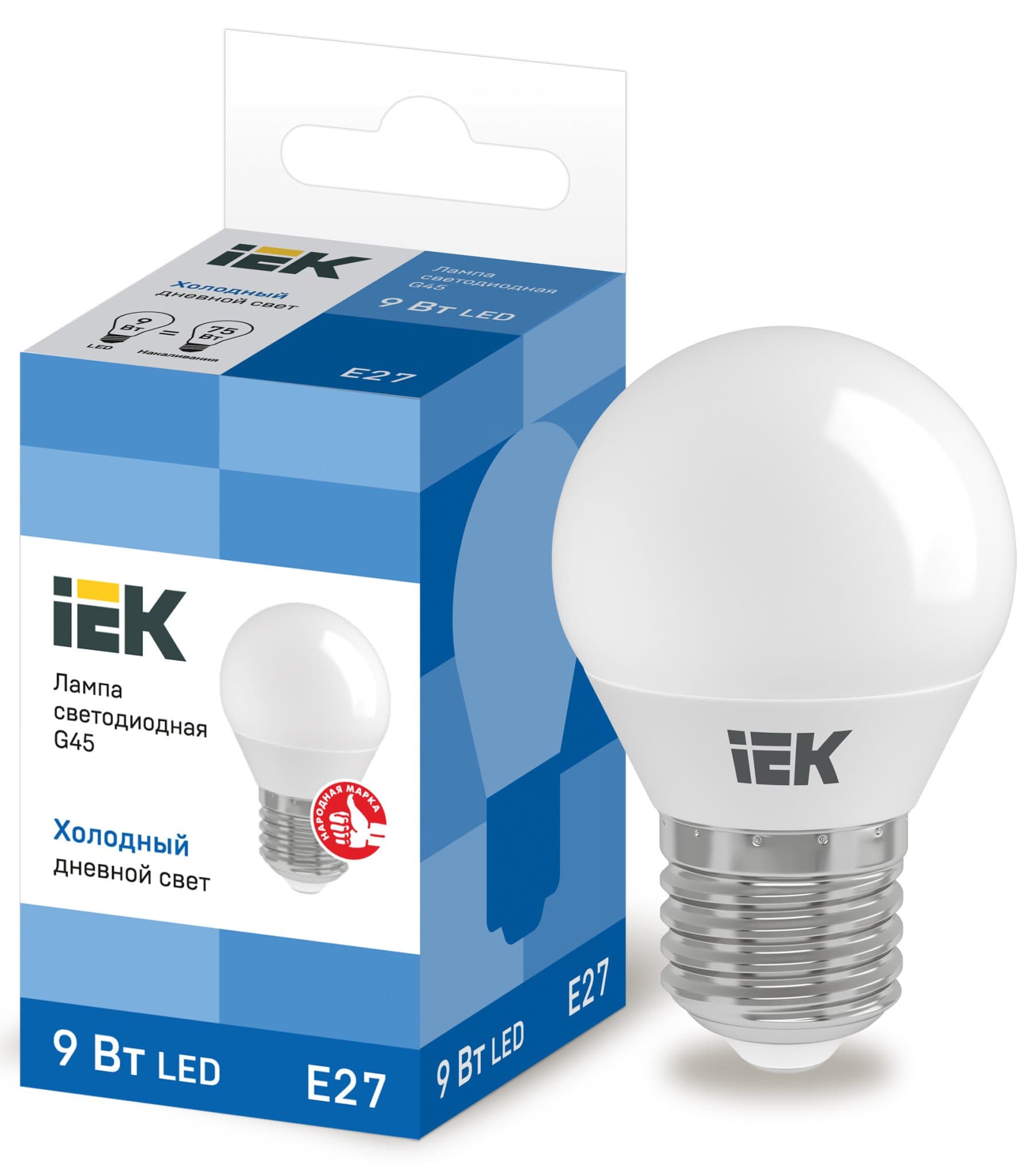 IEK Лампа светодиодная ECO G45 шар 9Вт 230В 6500К E27 — миниатюра 1