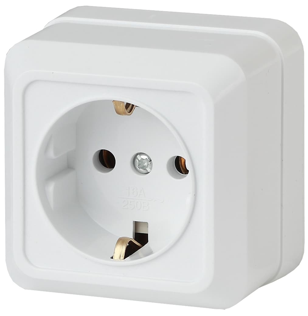 Intro Розетка Quadro 2Э-202-01 с заземлением 2P+E Schuko, 16А-250В, IP20, ОУ, без монтажной пластины, белый