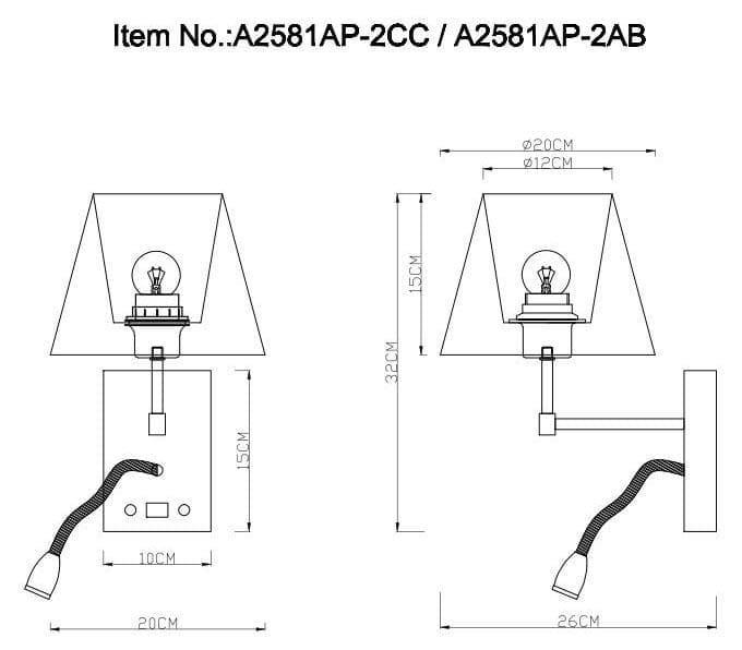 Arte Lamp A2581AP-2CC Бра с одним плафоном — миниатюра 2