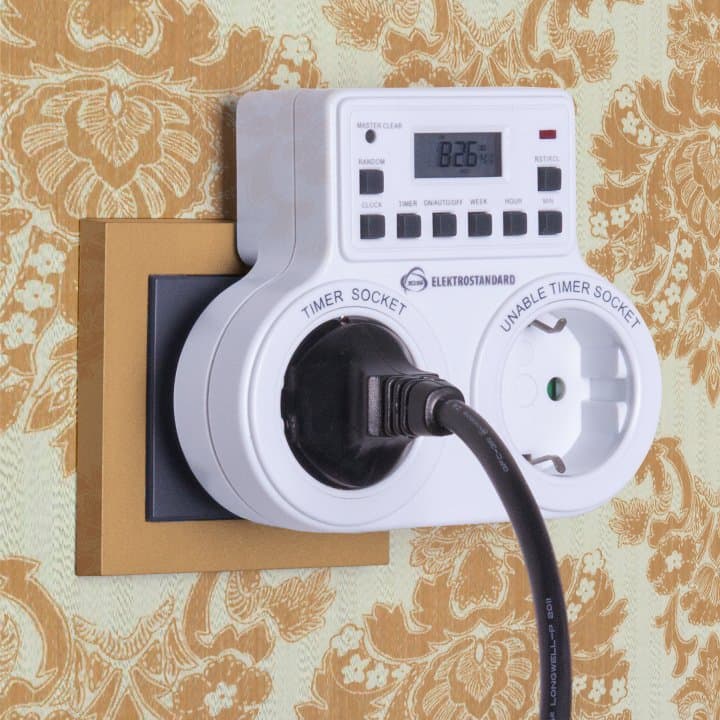 Elektrostandard TMH-E-5 16A x2 IP20 / Розетка-таймер электронная Белый a026138
