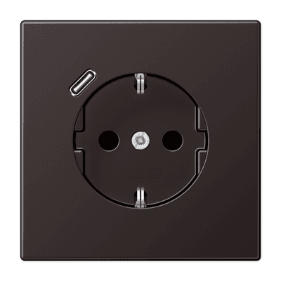 JUNG Розетка SCHUKO® с USB-зарядным устройством, тип С термопласт дарк AL1520-18CD-L