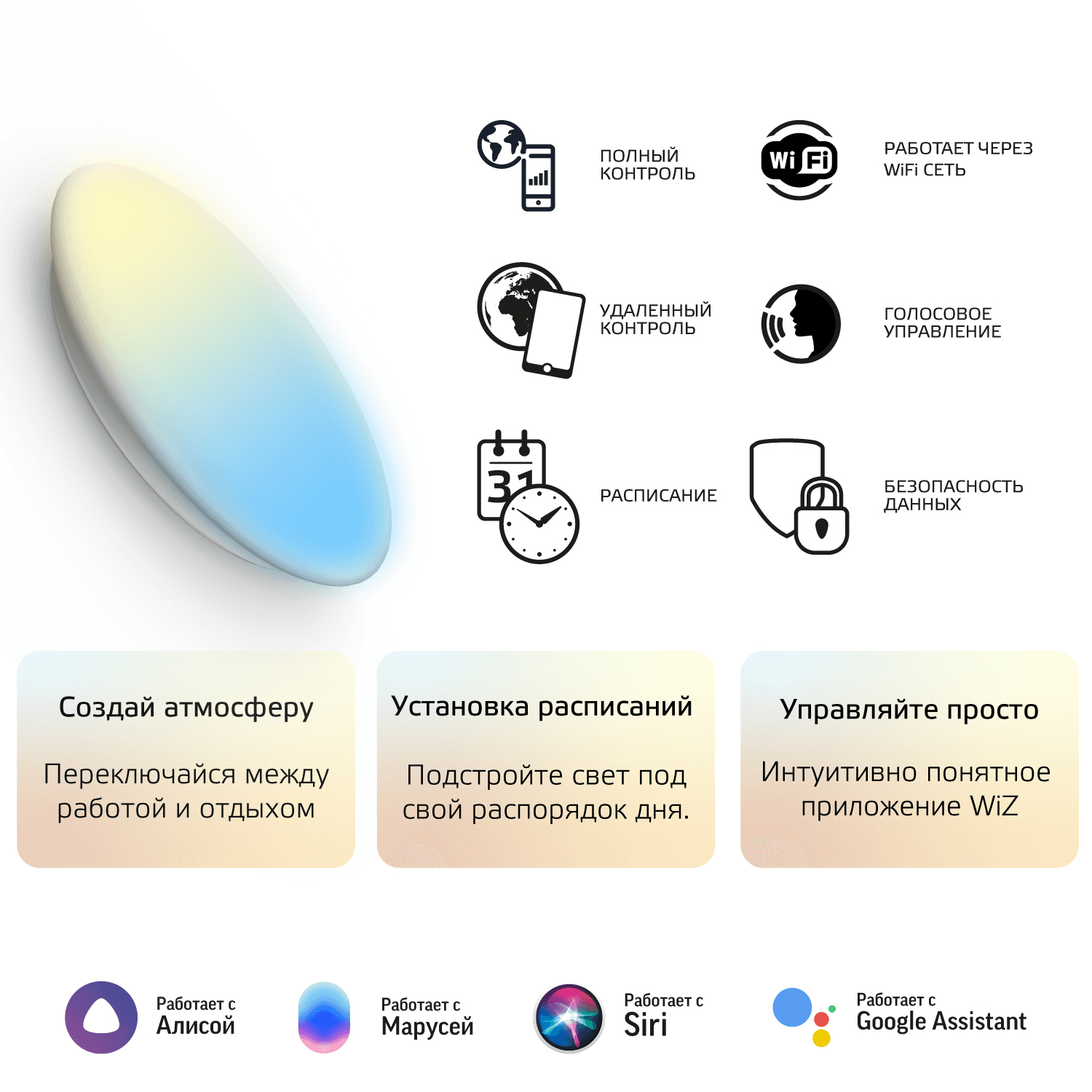 Gauss Cвет-ик SmartHome наст-потол 35W2800lm2700-6500К198-264V IP20 400*70мм изм.цвет.тем.+дим LED 2060112 — миниатюра 3