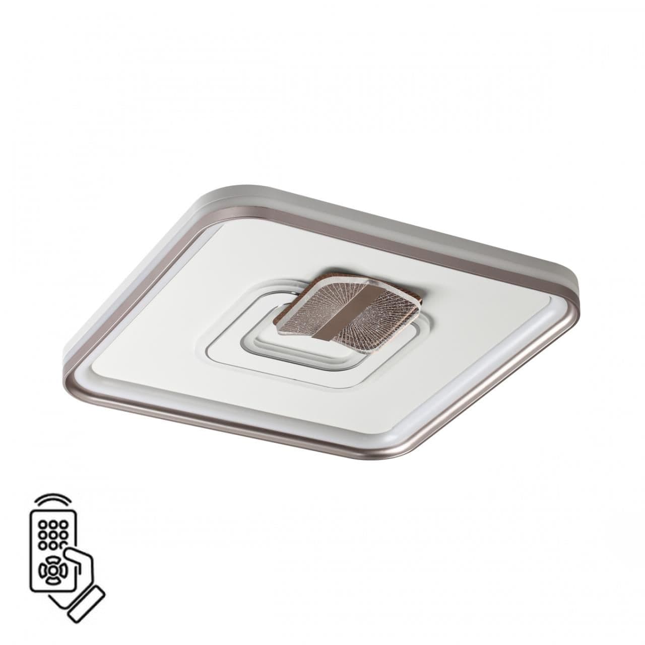 Sonex 7786/85L PIKO LED SN Светильник металл/белый/бронза LED 85Вт 3000-6500K 490х490 IP20 пульт ДУ GEMINI