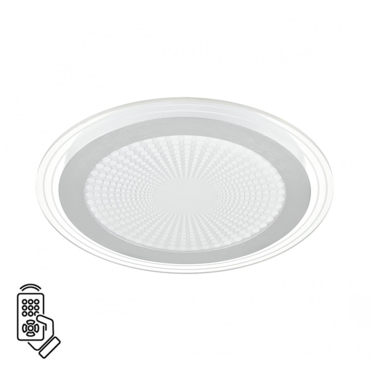 Sonex 7739/80L MITRA LED SN Светильник металл/акрил/белый/серебряный/прозрачный LED 80Вт 3000-6000К D480 IP20 пульт ДУ PROMISE